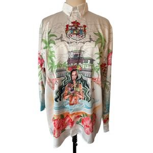 Casablanca Tennis Club Cuban Collar Long Sleeve Button Shirt